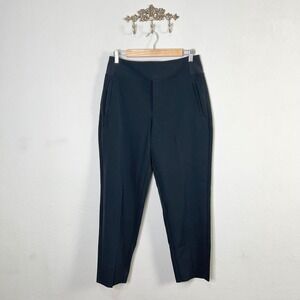 Athleta Stellar Crop Pant Black High Rise Tapered Trousers Size 8 Office Hiking